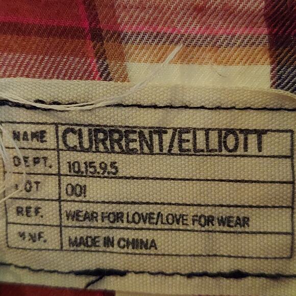 Current Elliot Button Up Plaid Shirt Size 1 Small Cropped Long Sleeve - Picture 6 of 8